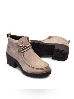 Born Griffin Lace-Up suede leather ankle Boots Tan Distressed 8